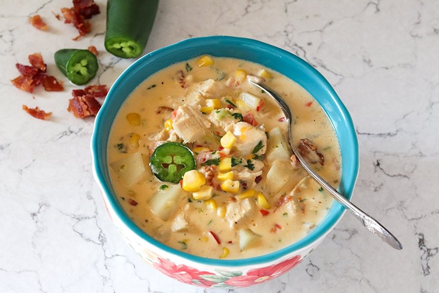 jalapeno chicken and corn chowder or soup