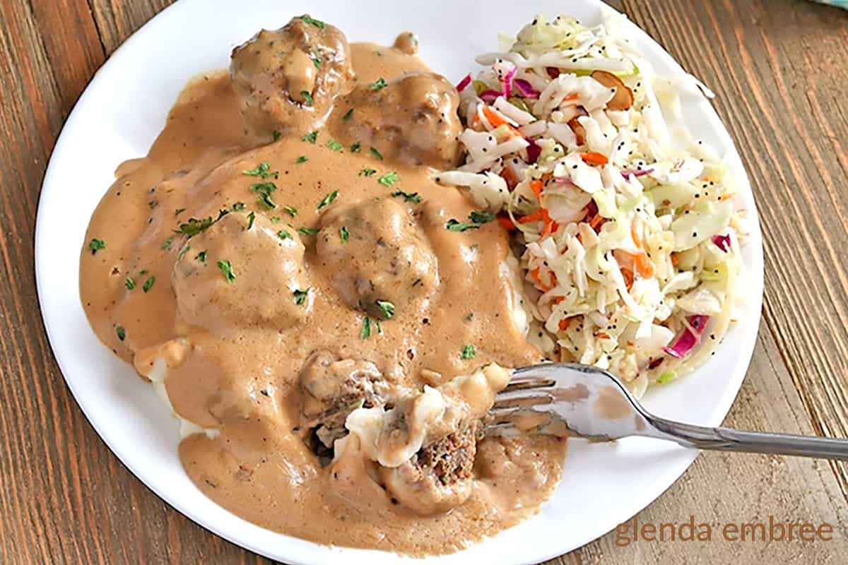 Meatballs in Brown Gravy | Delish! - Glenda Embree