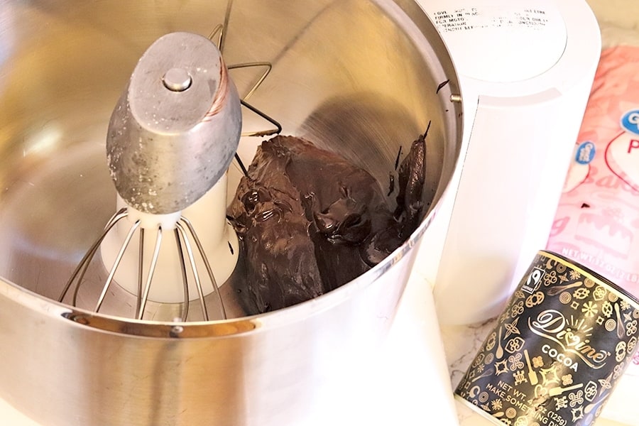 chocolate paste in mixing bowl