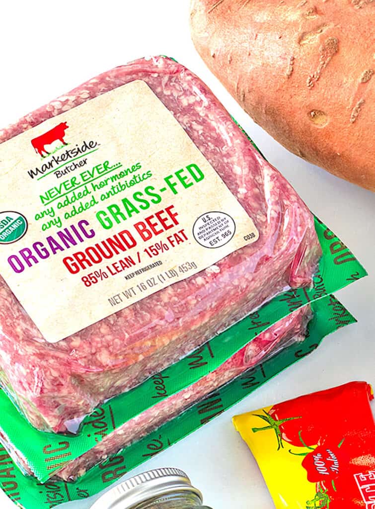 Ground Beef in commercial packaging.