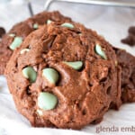 brownie cookie with mint chips