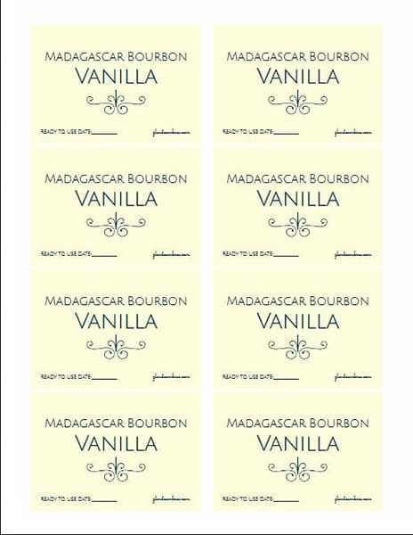 Homemade Vanilla Extract Labels