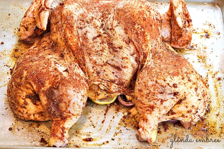 seasoning rubbed on chicken for roasting