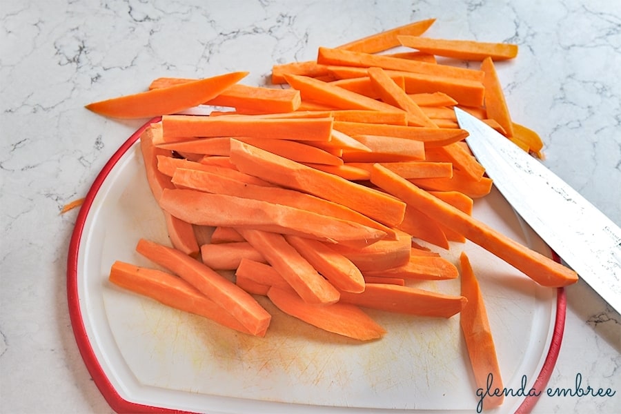 sweet potatoes cut