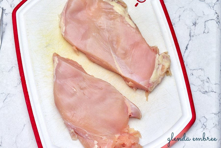 slice chicken breast into two portions