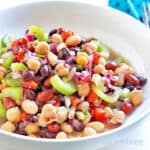 Bean Salad in a white ceramic bowl.