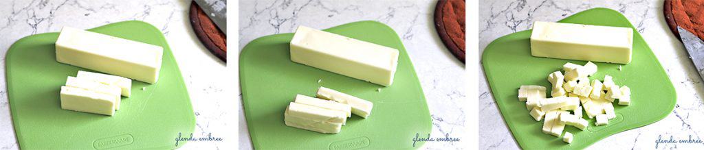 how to cut butter into pea-sized cubes for homemade biscuits