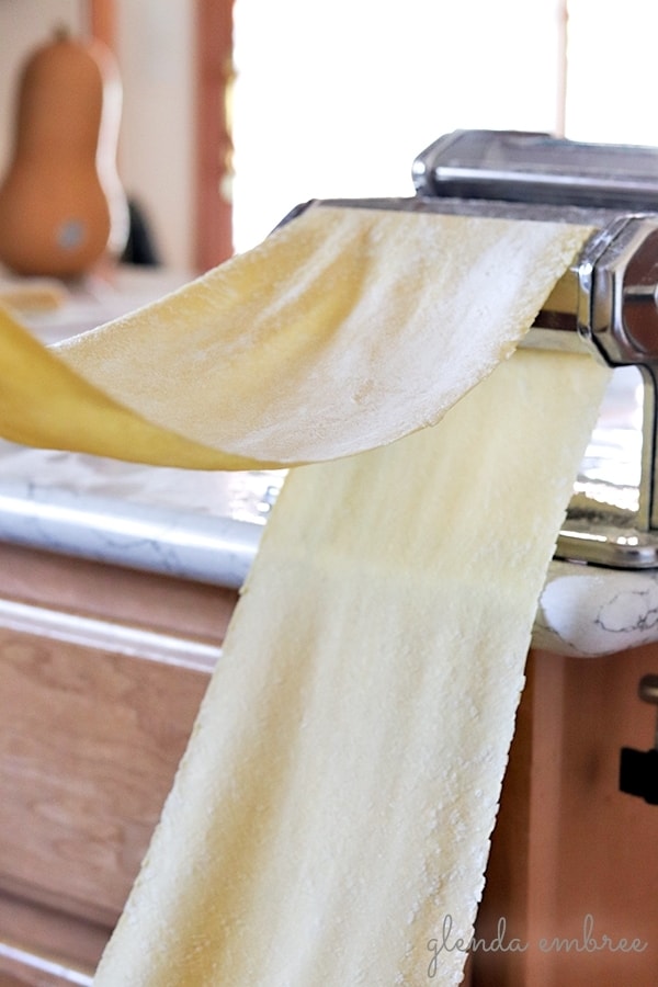homemade pasta dough rolled thin