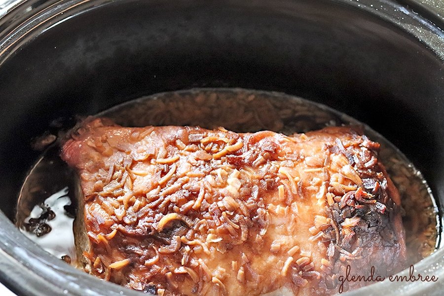 Finished Pork Loin Roast in Slow Cooker