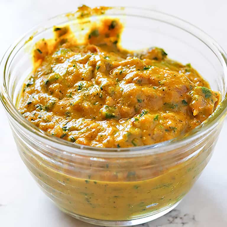 Yellow Curry Paste in a clear glass bowl