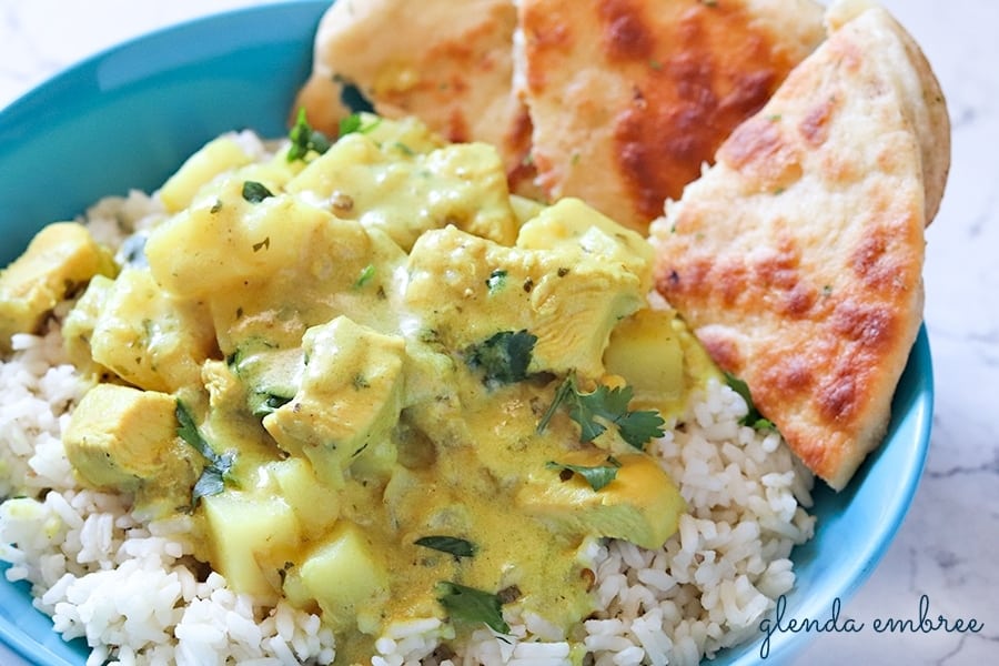 Yellow Chicken Curry with Potatoes served over rice