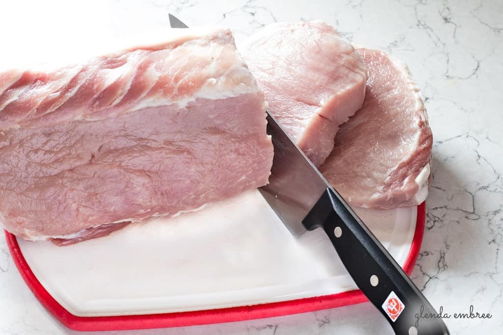 cutting Pork Chops from a pork loin roast