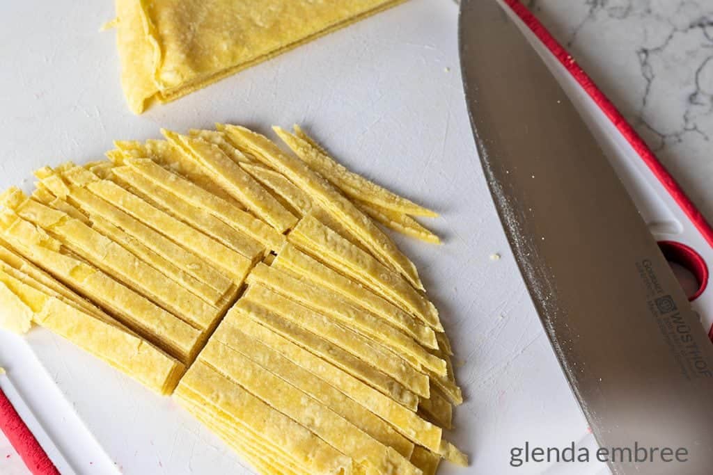 corn tortillas cut into thin strips