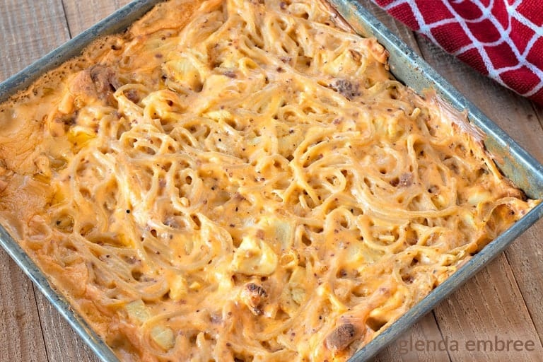 Cheesy Chicken Spaghetti (with Gluten Free Option) - Glenda Embree