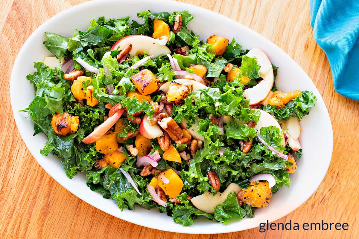 Kale Butternut and Apple Salad with Lemon Poppyseed Vinaigrette