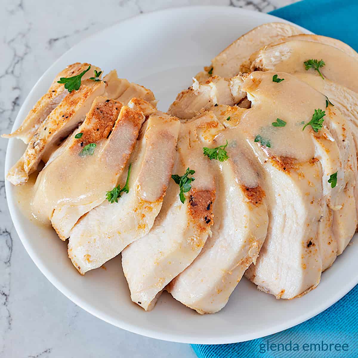slow cooker chicken breasts - perfect with a side of my easy broccoli cauliflower salad