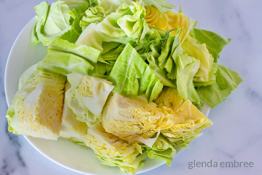 raw cabbage, rough chopped for a recipe