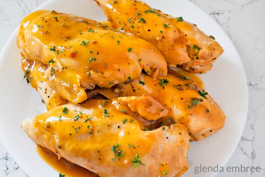 Pineapple Chicken on a Platter with Pan Sauce. Easy Recipe.  Memorial Day favorite.