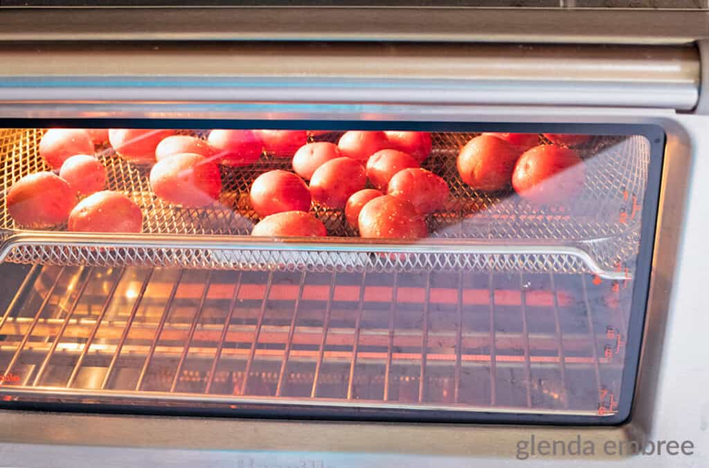 red potatoes roasting in Breville Joule Smart oven