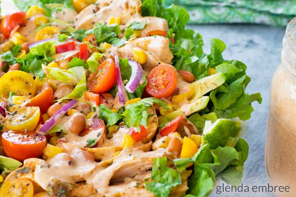 southwest chicken slad with southwest dressing