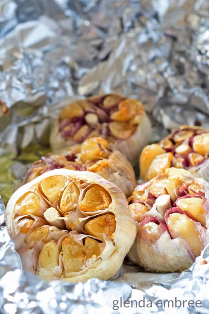 5 heads of roasted garlic in foil