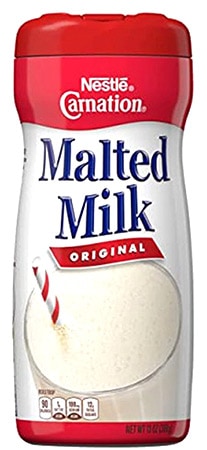 malted milk powder in a carton