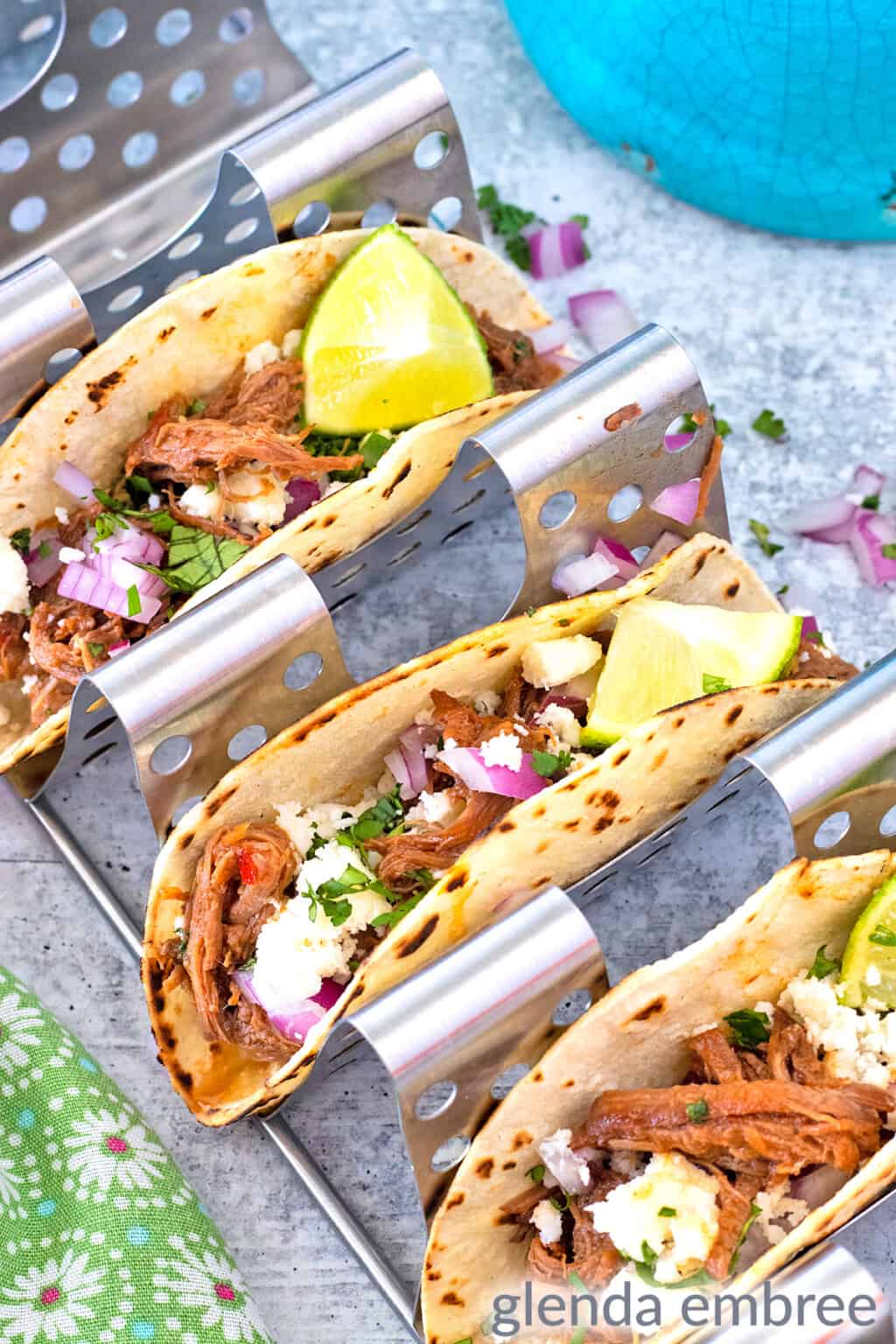 Mexican Street Tacos Recipe with Shredded Beef - Glenda Embree