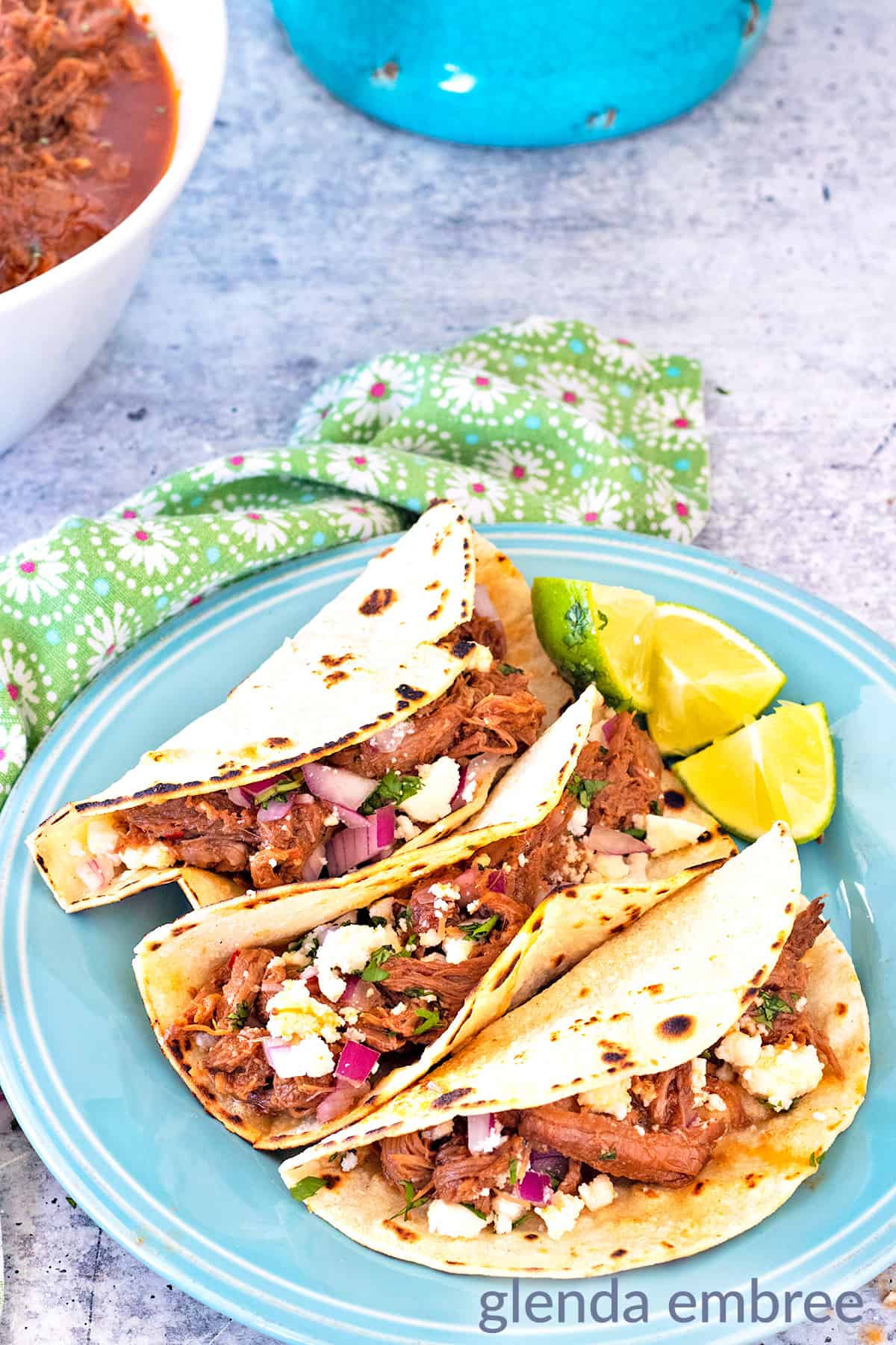 Mexican Street Tacos Recipe with Shredded Beef - Glenda Embree