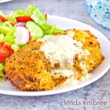 Air Fryer Chicken Cordon Bleu with Swiss Cheese Sauce - I Am Homesteader