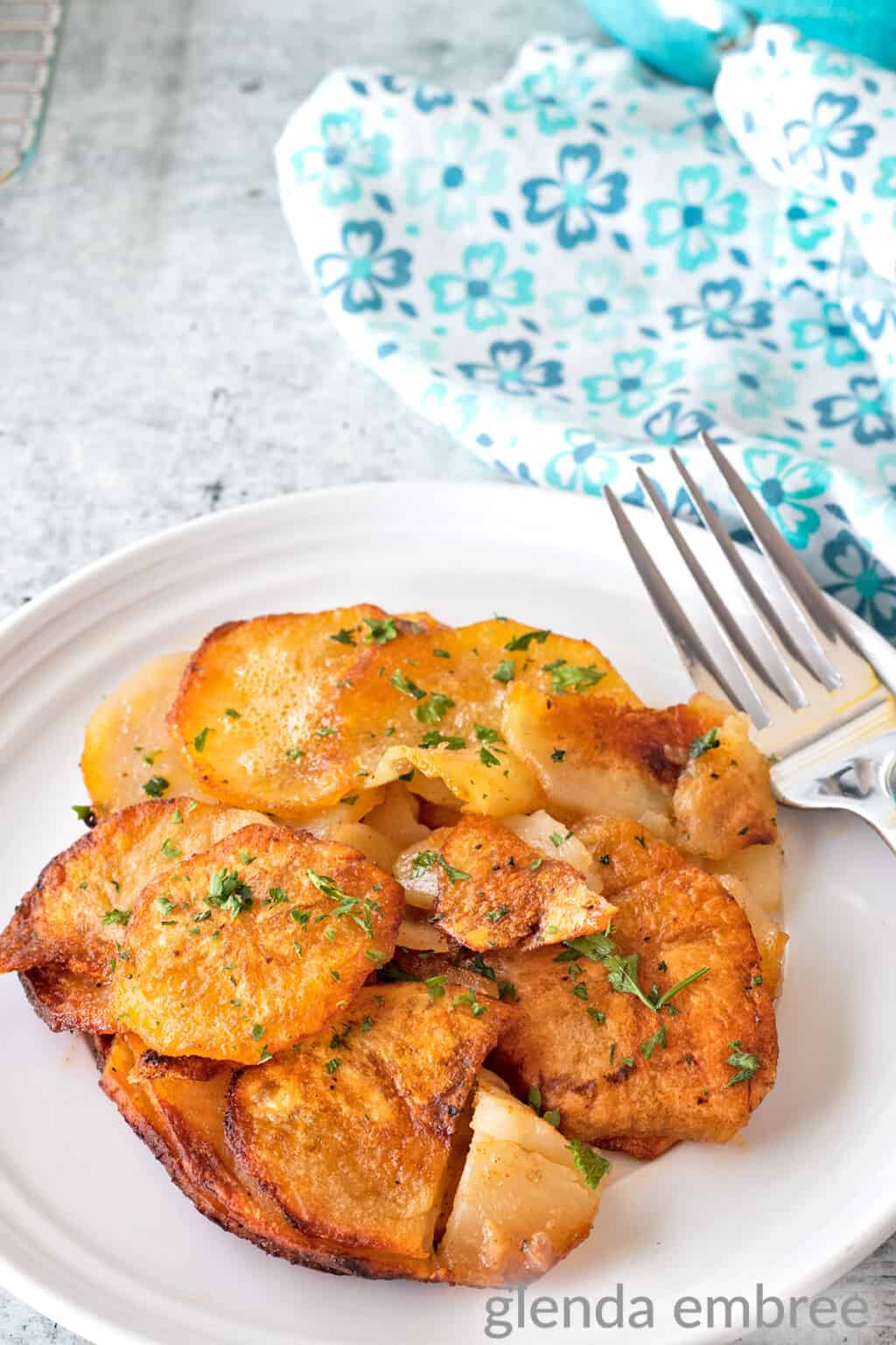 Oven Fried Potatoes and Onions Glenda Embree