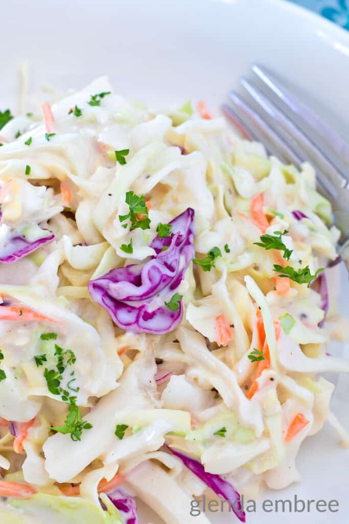 Closeup of Best Easy Coleslaw Recipe