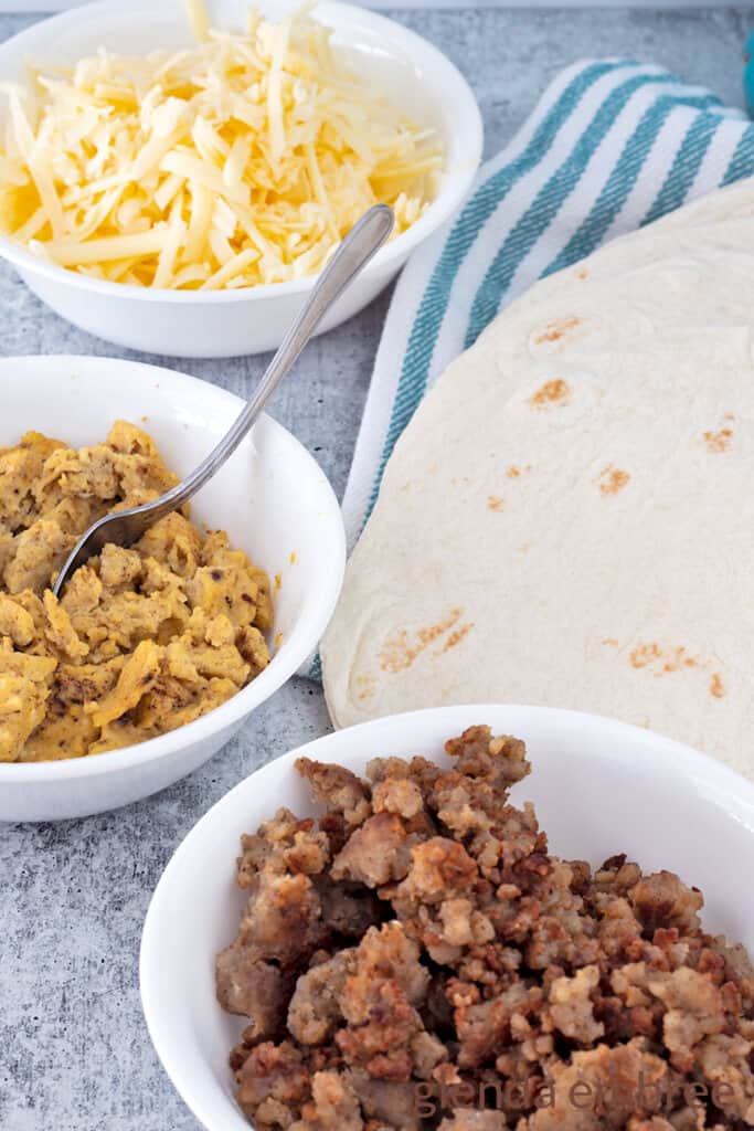 Breakfast Taco Ingredients on a concrete counter