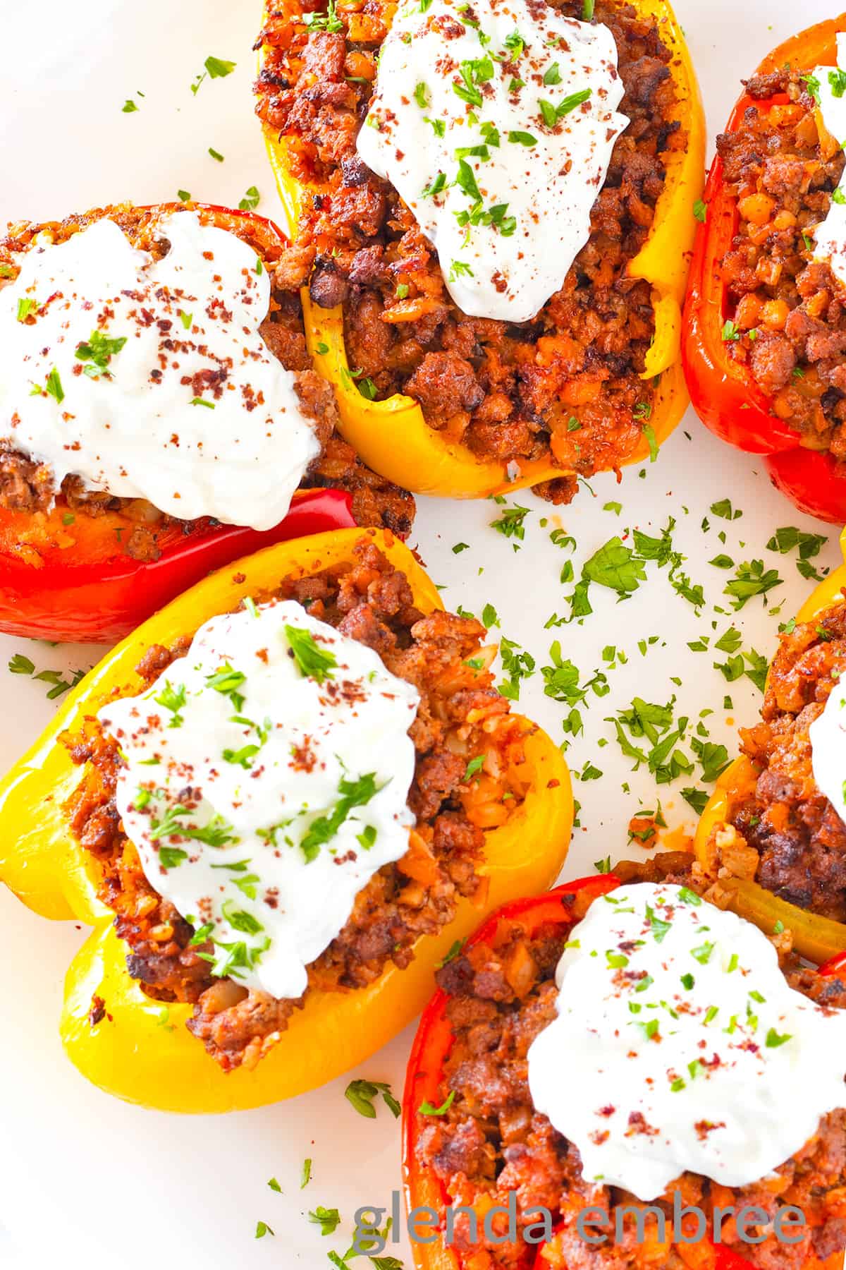 Air Fryer Stuffed Peppers with Curried Ground Lamb Glenda Embree