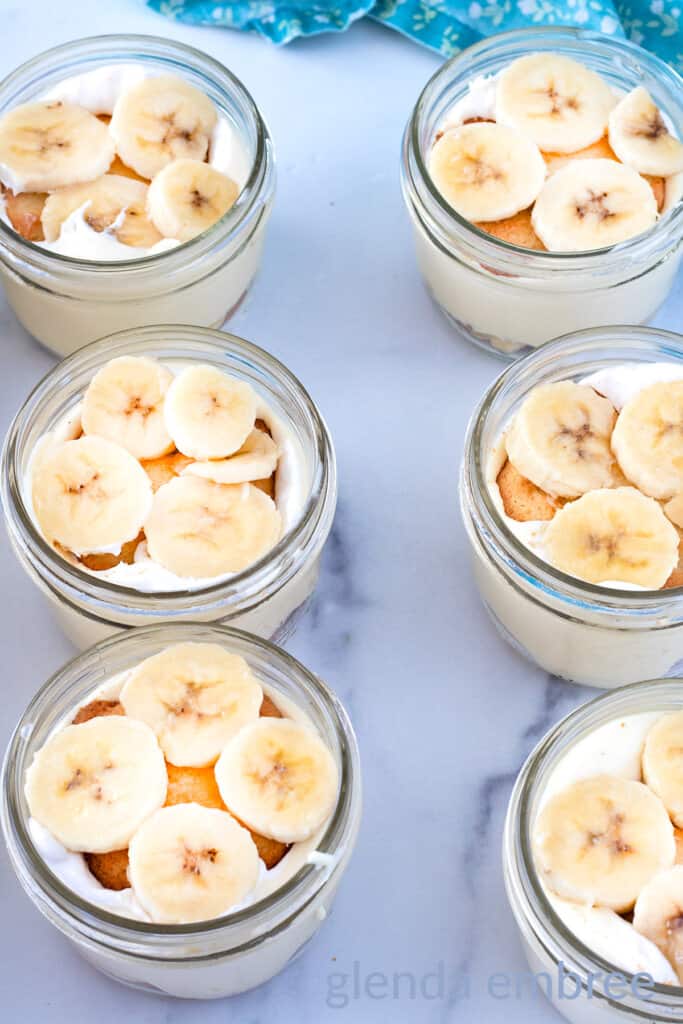 Second layer of bananas in Banana Pudding Cups.