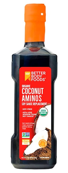 Coconut Aminos in a bottle.