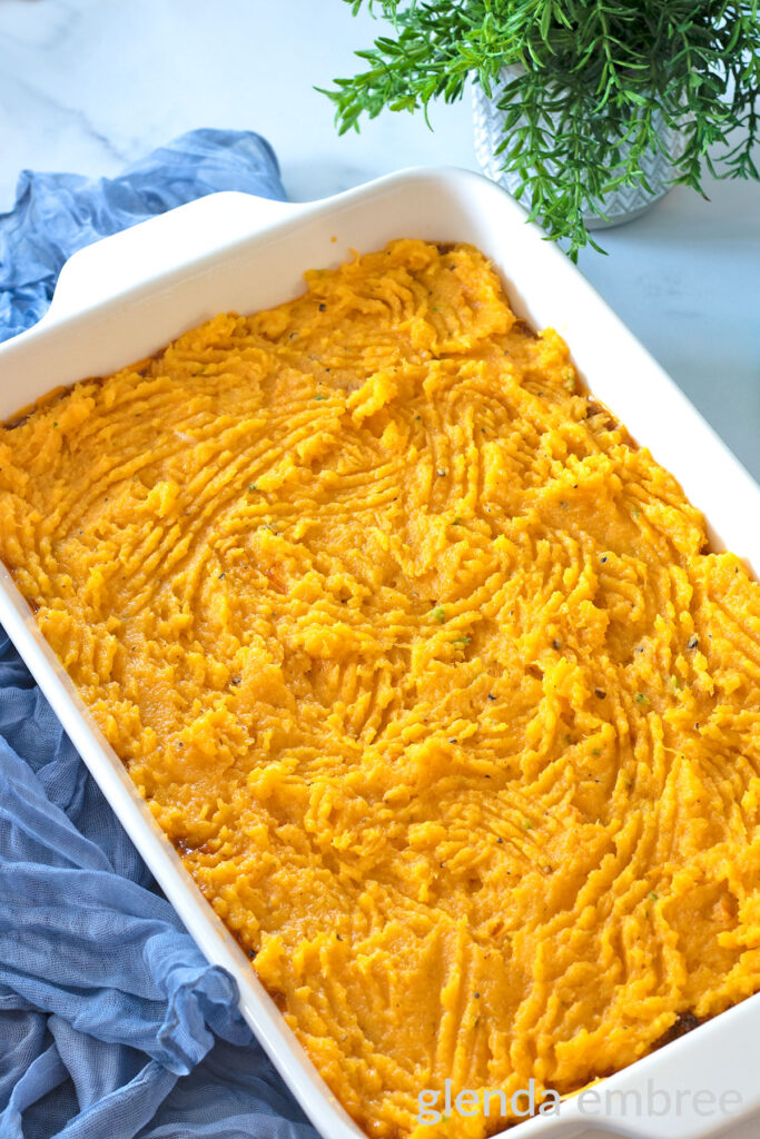 Cottage Pie (shepherd's Pie) with Mashed Butternut Squash ready for the Oven