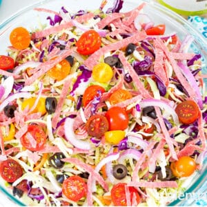 Italian Salad (Cabbage Salad) in a white ceramic bowl.