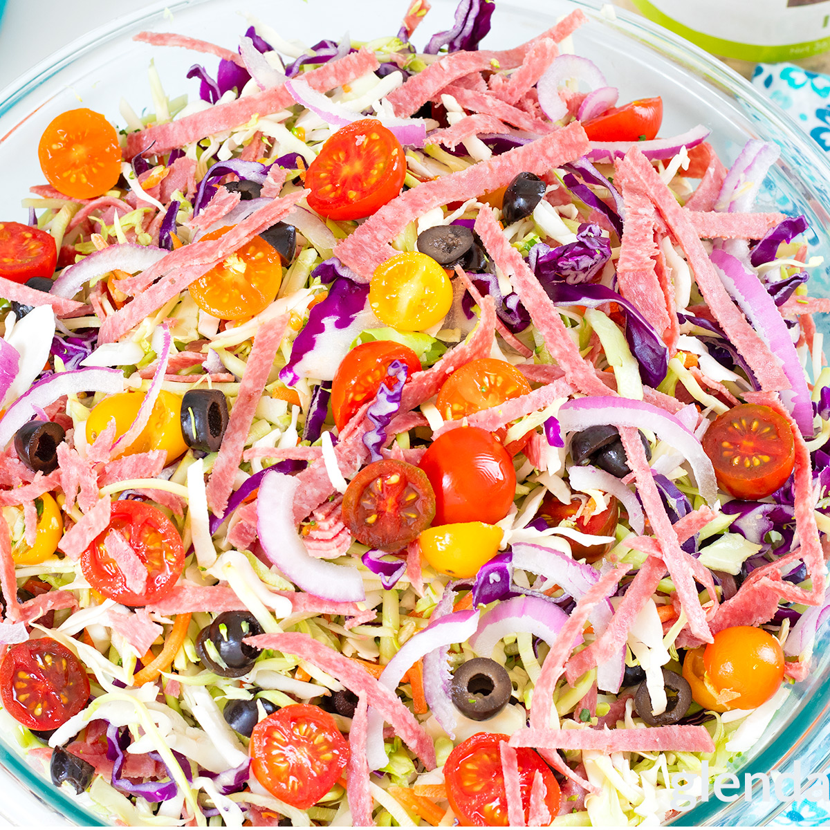 Italian Salad (Cabbage Salad) in a white ceramic bowl.